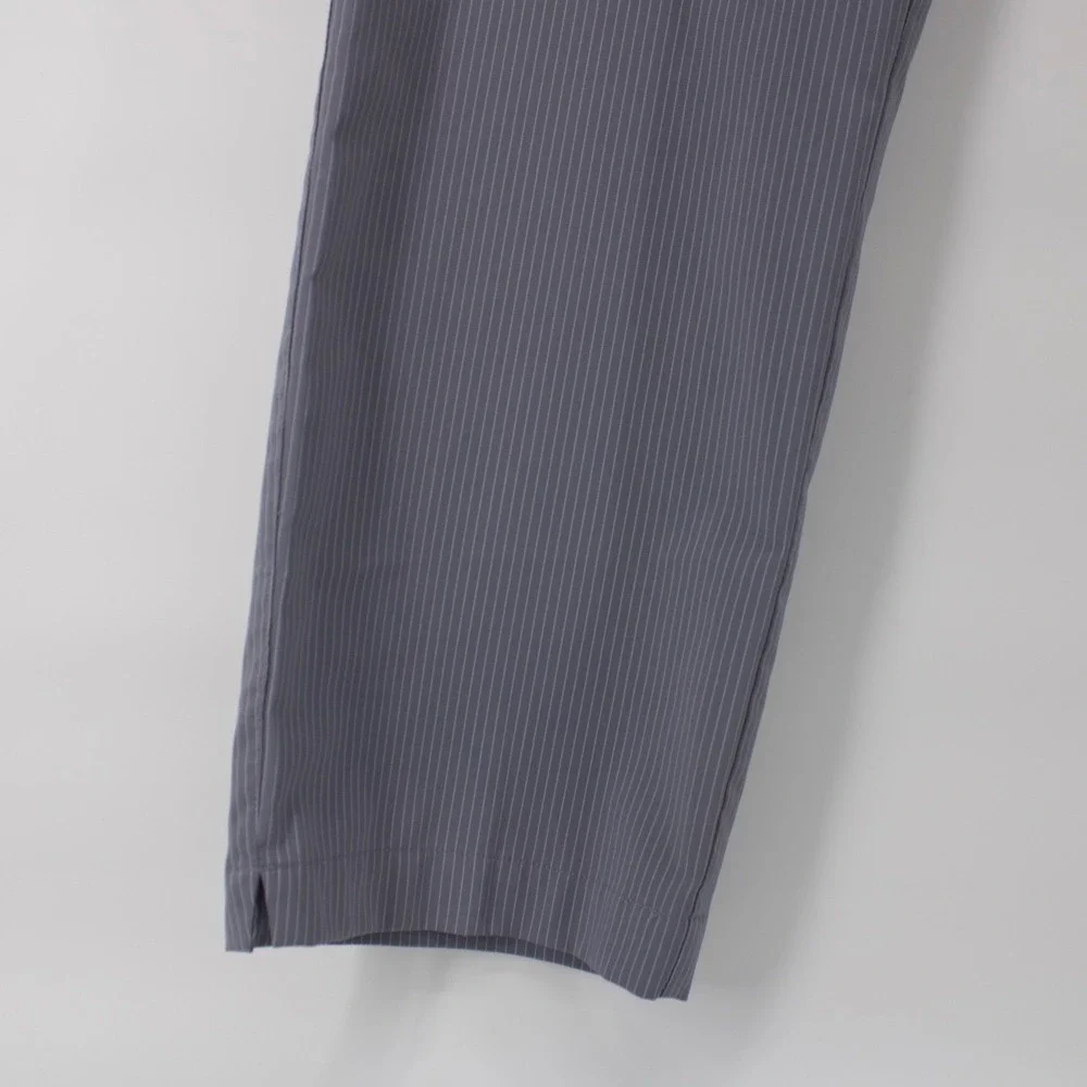 Nike Golf Pants Mens 34x30 Grey Dri-FIT Pinstripe Flat Front Trousers 335936-065